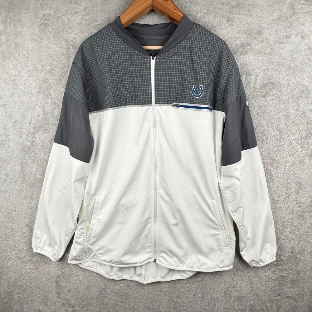 Indianapolis Colts Dri-FIT‎ Full Zip Jacket Mens XXL Gray White NFL On Field